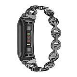 Battnot Bling Edelstahl Metallarmband Uhrenarmbänder für Fitbit charge 3 Uhrenarmband-Handgelenksriemen für Damen Herren Einstellbar Ersatzband Adjustable Watch Band Replacement Wriststraps 170MM