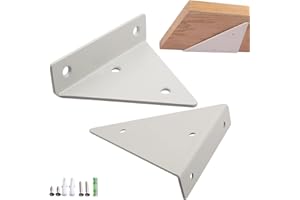 KALSEY 2 Pezzi Staffe per Mensole, Staffa da Parete in Metallo, Staffa Mensola Galleggiante, Nascosti Triangolare Staffe da Muro con Viti per Librerie, Mensole Cucina, Mensole Espositive (Bianco)