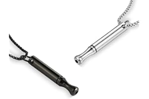 COYUN 2 Pcs collier de respiration,Collier Acier Inoxydable,Colliers de Méditation Apaisant, Chaîne avec Sifflet,Colliers pour Méditation,Relaxation,Ralentissement de la Respiration pour Hommes Femmes