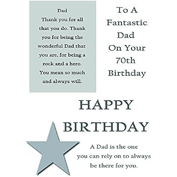 Dad 70th Happy Birthday Card - Lots of Love to The Best Dad in The ...