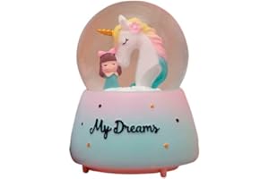 Castell Deco - Palla Di Neve, Palloncino Di Vetro, Musica & Luce - Cavallo Unicorno Principessa, Innovativo Decorativo, Regalo Bambina, Scatola Musicale, Luce LED Notte, Più di 7 melodie 2