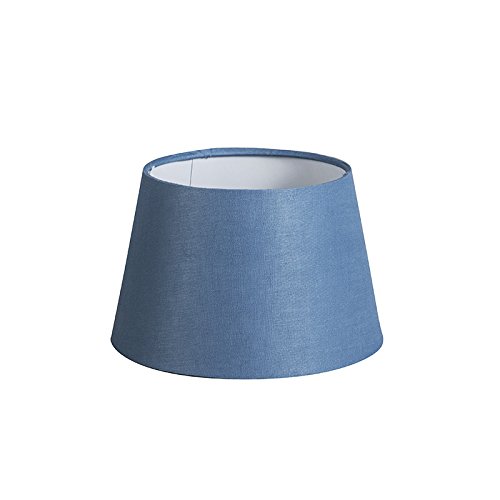 QAZQA Leinen Lampenschirm 20cm rund DS E27 leinen blau , Rund konisch Schirm Pendelleuchte, Schirm Stehleuchte,