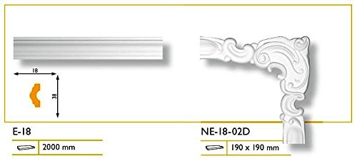 1 Set – 4 Stück Segmente Bögen für Flachleiste E-18 Rundbögen Stuck NE-18-02D - 3
