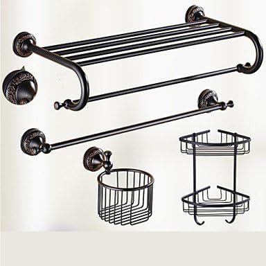 HSheng® Bathroom Accessory Set / Oil Rubbed Bronze Towel Bar Antique Brass Wall Mounted 625 x 90x125mm (24.6 x 3.54 x 4.92) Brass / Ceramic / Crystal Antique