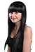 S-noilite® Stylish 23"(58cm) Lady Full Head Wigs Flat Bangs/Fringe Straight Hair One Piece Long Wig (Dark Black)