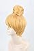 Topcosplay Women's Short Golden Yellow Straight Stand Top Bun Cosplay Wig Christmas Party Hair