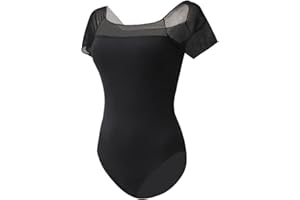 ROYAL SMEELA Body da Danza Classica per Donna Adulta con Maniche Corte in Tessuto Rete e Nylon body balletto