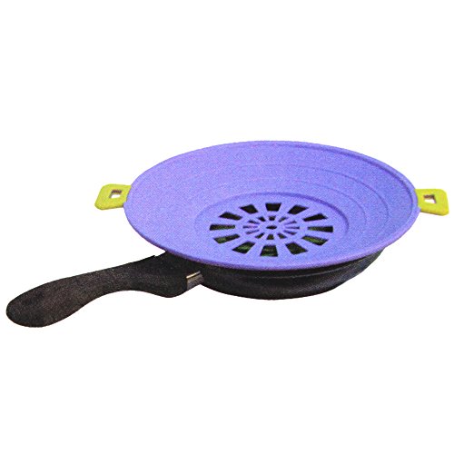 COM-FOUR® 3 in 1 Überkochschutzdeckel – Schützt vor Überkochen & Spritzern, Dampfgarfunktion (lila) - 3