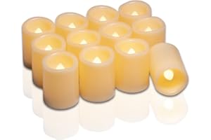 ANLIOTE Battery Operated LED Tealight Candles 12 Pack, Last 120 Hours Longer Flameless Flickering Tealight, Electric Fake Candle for Party, Table, Wedding, Christmas Decoration