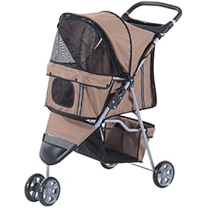 PawHut® Hundewagen Hundebuggy Buggy Hunde Katzen mehrfarbig (Kaffeebraun)