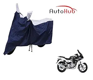 Auto Hub Water Resistant Bike Body Cover for Bajaj Pulsar 220 DTS-i - Blue/Silver