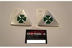 Alfa Romeo – 2 emblèmes d’origine pour Alfa Romeo Mito avec trèfle vert