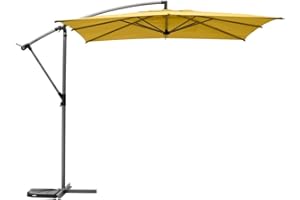 Hespéride - Parasol déporté carré Manoa Jaune moutarde