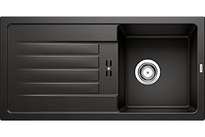 BLANCO FAVUM 45 S | Küchenspüle 86x43,5 | Granitspüle aus SILGRANIT schwarz | Einbauart: Einbau von Oben | reversibel | für 45 cm breite Unterschränke | Großes Becken | [86x43,5x19,2 cm]
