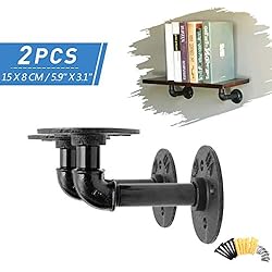 king do way Support Étagère Mural Rétro en Métal, Support Tablette Mural Style Industriel pour Déco Salon Cuisine Chambre Salle De Bain Salle d'étude Bibliothèque (Kit De 2Pcs 15cm X 8cm)