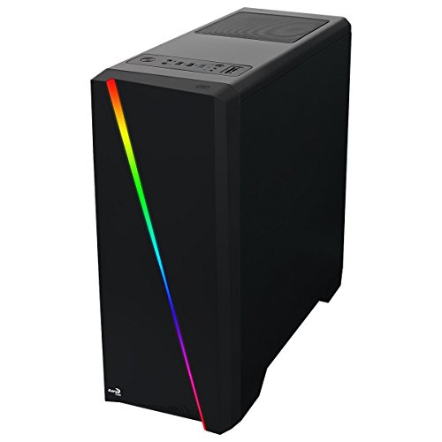 Aerocool Cylon - Caja de Ordenador para PC  semitorre  ATX  Panel Lateral acr  lico  LED RGB en Panel Frontal  13 Modos de iluminaci  n  Incluye Ventilador Trasero 12cm  USB 3 0   Color Negro