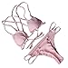 Produktbild Hffan Damen Badeanzug Bademode,Badebekleidung Solide Sandywear Mädchen Strandkleidung Push Up Reizvolle Frauen Sommerkleidung Beachwear Bikinioberteil Bh Bikini sets Strandmod (Sexy Rosa, S)