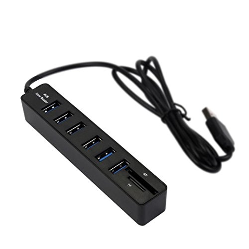 Bescita 2 in1 TF -Kartenleser 2.0 + Super Speed USB 2.0 6 Port Splitter HUB - 4