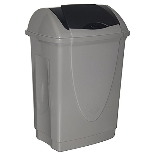Mondex pls8072-29 Roll Top Plastic Waste Bin with Swing Lid 50 L 44 x 34 x 65 cm, sand, 50 L