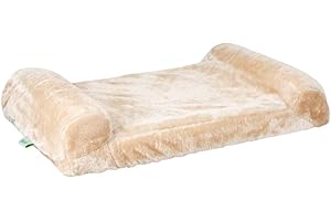 Kerbl Pet Fensterliegebrett, Fenster-Liegeplatz, beige, 55x35cm, Holz, gepolsterter Rand, weicher Plüschbezug, Katzen, einfache Montage an Fensterbank