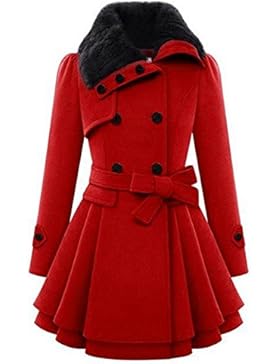 cooshional Damen Mantel Winter Elegant Winterparka Trenchcoat Lang Jacke