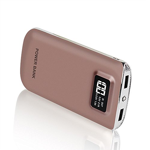 DoSHIn Caricabatterie Portatile 10000mAh 2 Porte USB Batteria Esterna con LED Display Digitale Intelligente Power Bank,per iPhone, Samsung, Huawai, Tablet, Smartphone e Altro(Oro rosa)