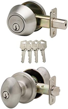 Copper Creek EKDB141SS Egg Door Knob Keyed Alike with Deadbolt Combination, Satin Stainless