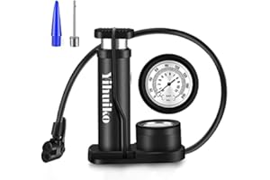 YIHUIKO Mini Bicycle Pump Bike Foot Pump 120 PSI Foot Activated Floor Pump with extra sensitive Pressure Gauge Portable Air Pump with Gas Ball Needle for All Bike, Fits Presta & Schrader Valve