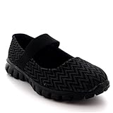 mary janes soundgarden  Womens Running Walking Shock Absorbing Sports Performance Shoes Gym Mary Jane Trainers - Black - UK8/EU41 - BS0057