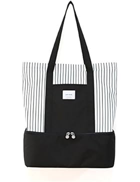 Cystyle Strandtasche mit Wasserdichter Kühlfach Reißverschluss Handtaschen Ideal für Reise oder Ausflug zum Strand...