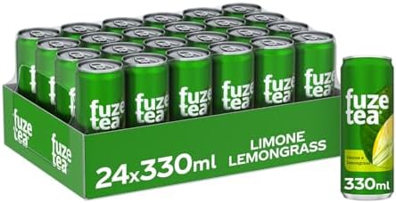 Fuze Tea, Bevanda Rinfrescante Analcolica di Té al Gusto Limone e Citronella, con Zuccheri ed Edulcorante - 24 Lattine da 330 ml