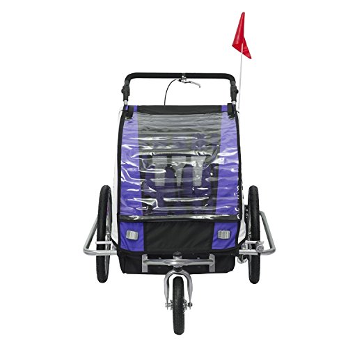homcom 440-001VT 2 in 1 Fahrradanhänger Jogger 360° Drehbar für Kinder, lila / schwarz - 4