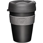 KeepCup Longplay - Reusable Coffee Cup, Double Wall Glass With Removable Sleeve And Splashproof Sipper Lid - 12oz/340ml - Helio