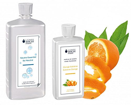 Lampe Berger Vorteilsset - 2 Düfte - 1000 ml Neutral und 500 ml Florida Orange / Orange Extrême inkl. EO Shopping Bag
