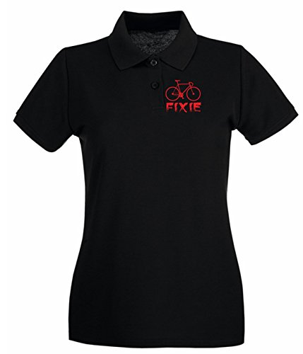 T-Shirtshock - Polo para mujer T0843 fixie bicicletta auto moto motori