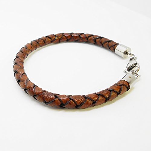 Brown Braided Leather Bracelet for Men Women