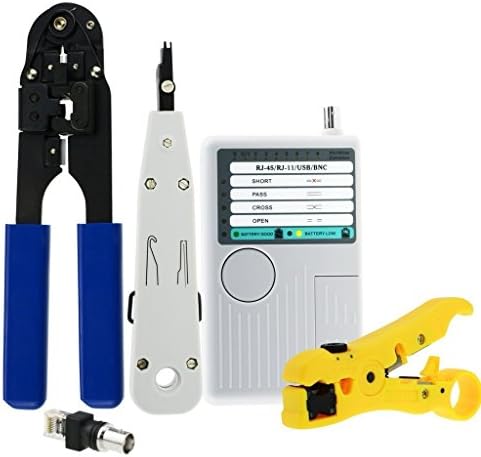 Kibeland 4-in-1 Network Cable Tester RJ45 Plug Crimping Tool Punch Down Tool Wire Stripper Toolkit