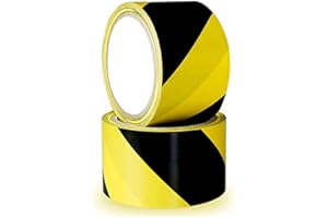 YTBUBOR Safety Tapes 2 Pack 70mm x 20m Black & Yellow Self Adhesive Hazard Warning Tape