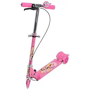 Kaanha Kick Scooter for Kids 3 Wheeler Foldable Kick Skating Cycle with Brake and Bell, LED on Wheels and Height Adjustable for Boys and Girls