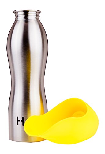 H2O4K9-Stainless-Steel-Dog-Water-Bottle-and-Travel-Bowl-Large-700-ml-Sunshine-Yellow