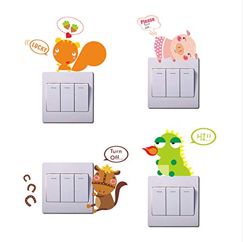Preisvergleich Produktbild AZLIXLH Wandaufkleber Zehn Designs Schöne Tiere Dunkle Lichtschalter Aufkleber Kinderzimmer Wohnkultur Kinderzimmer Dekoration Bett Kinderzimmer Dekor