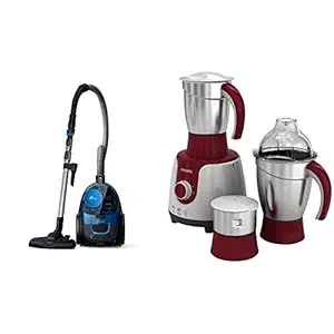 Philips PowerPro FC9352/01 Compact Bagless Vacuum Cleaner (Blue) & Philips HL 7720 Mixer Grinder, 750W, 3 Jars (Multicolour)