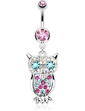 Paula & Fritz® Bauchnabelpiercing aus Edelstahl Chirurgenstahl 316L mit Anhäng...