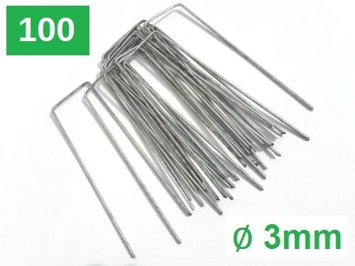 100 Erdanker EXTRA LANG Bodenanker Verzinkt Unkrautflies Anker 20 cm 5 cm breit aus Stahldraht Stärke ∅ 3mm - 2