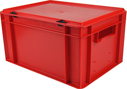 Designbox / Euro-Stapelbox ColourLine 421, 400x300x221mm, feuerrot, mit Verschlussdeckel, aus PP, 19 Liter Vol.