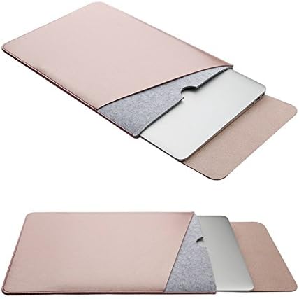RUISIKIOU Leather Felt Sleeve Case for MacBook Air Pro Waterproof Anti-Scratch Microfiber Laptop Bag Dual Pocket with Mouse Pad