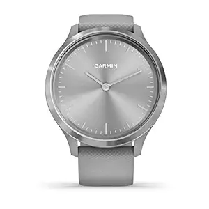 Garmin vvomove 3, Hybrid Smartwatch with Real Watch Hands and Hidden Touchscreen Display, Silver with Gray Case and Band