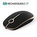 Produktbild Jelly Comb Kabellose Maus, 2.4G Wiederaufladbarer Maus Schnurlos Wireless Optische Maus mit USB Nano Empfänger für PC/Tablet / Laptop und Windows/Mac / Linux (Wiederaufladbar-Schwarz und Gold)
