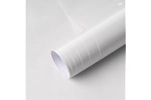 ARTHOME WALL DECOR Arthome Shiny Biała tapeta 45x310cm, samoprzylepna i usuwalna tapeta winylowa, wodoodporna i olejoodporna do szafek, blatów, okładzin ściennych