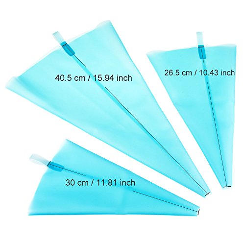 Zacro Spritztüllen Set mit 27 Stücke Garniertülle und Professional Eiscreme DIY Tool Kit Werkzeuge mit 3 wiederverwendbaren Dekorieren Mundwandler aus Edelstahl für Kuchen, Plätzchen backen und 3 Größe wiederverwendbaren Spritzbeutel Set - 3